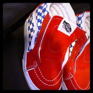 Red and white blue checkers Toddler Vans